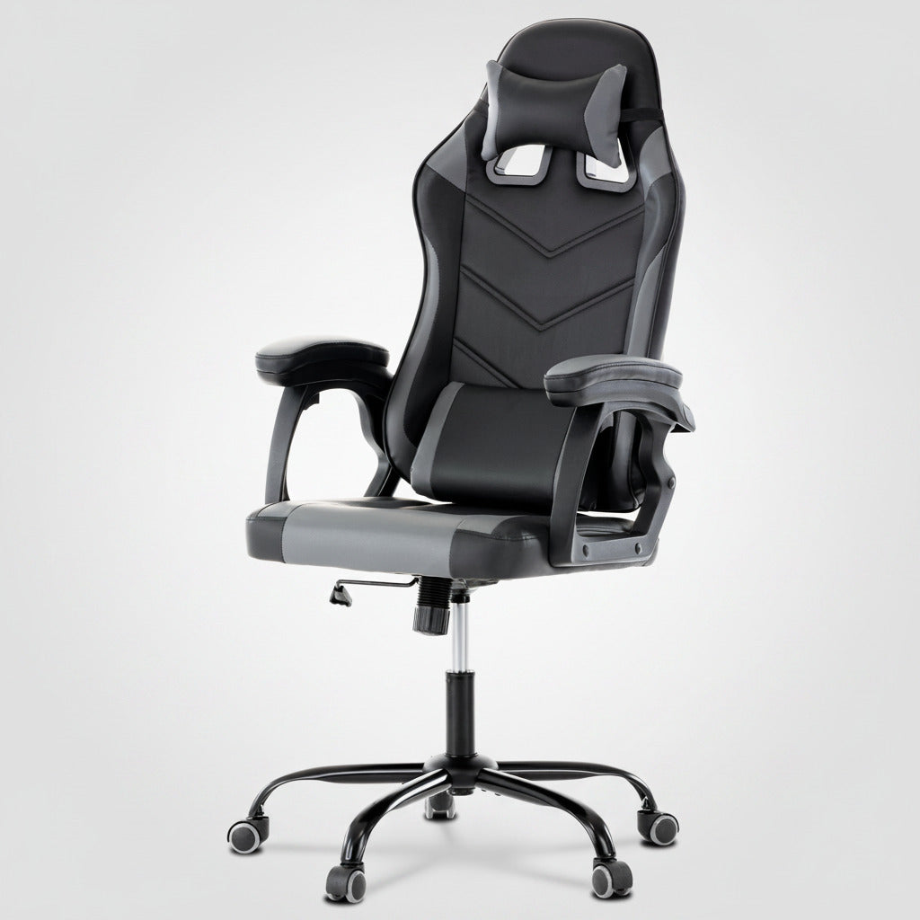 Herní křeslo, houpací mechanismus, šedá ekokůže, KA-L626 GREY