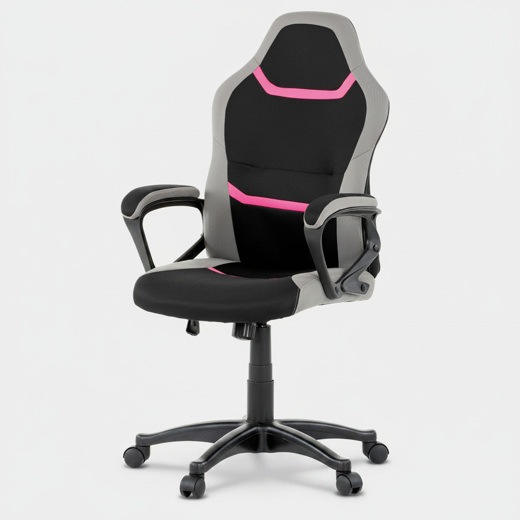 Herní židle, houpací mechanismus, černá látka, KA-L611 PINK