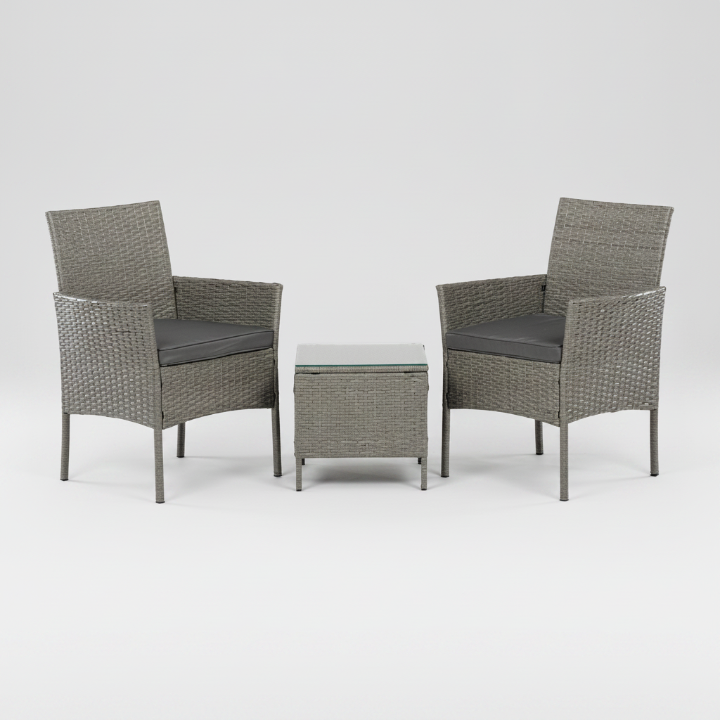 Ratanová souprava šedá – studio